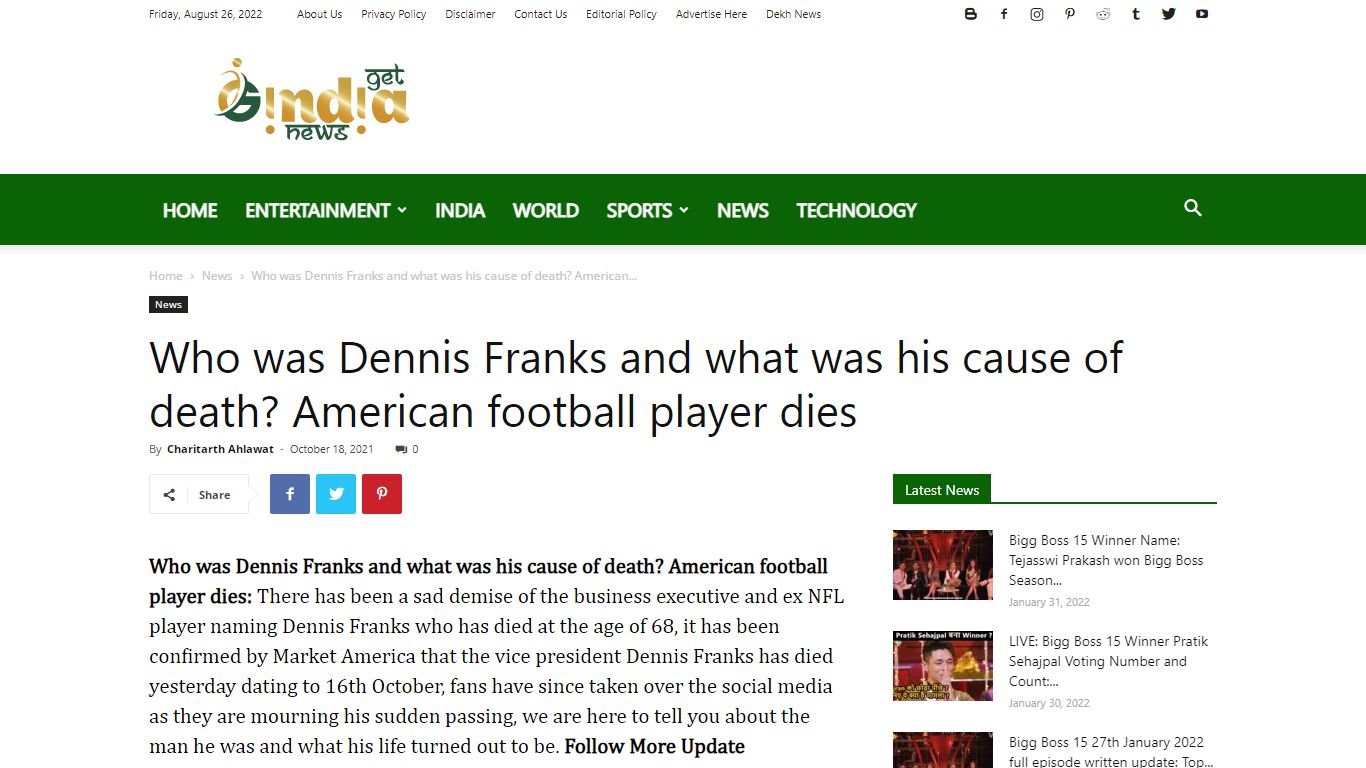 Who was Dennis Franks and what was his cause of death? American ...