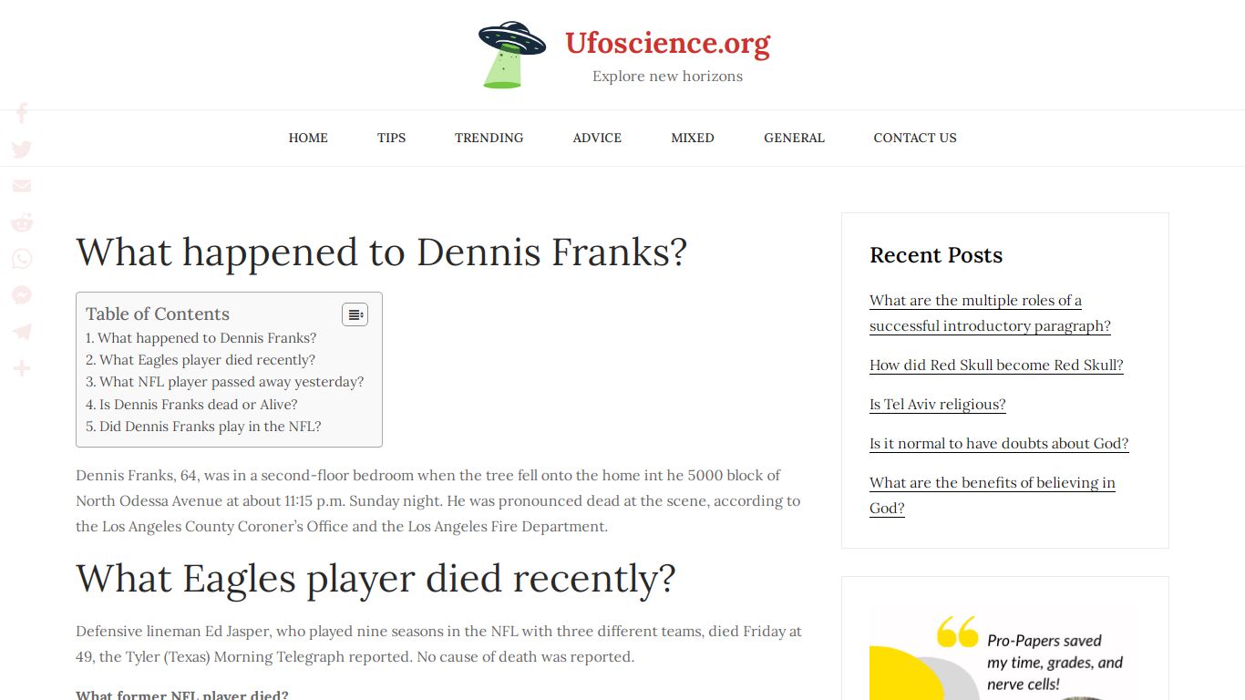 What happened to Dennis Franks? – Ufoscience.org